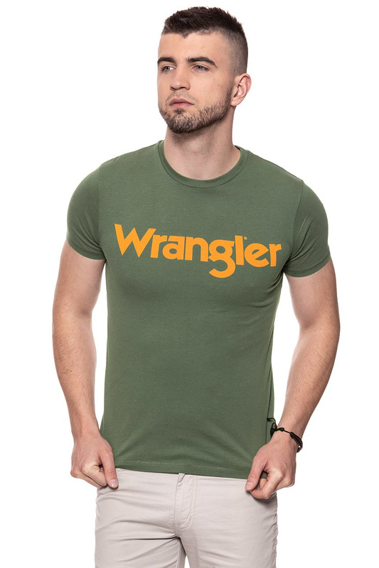 KOSZULKA WRANGLER SS LOGO TEE OLIVINE W7A86D3FR 112131296