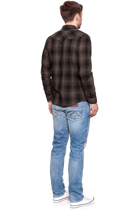 KOSZULA WRANGLER LS WESTERN SHIRT CHOCOLATE BROWN W57163NVM 112129400