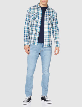 MĘSKA KOSZULA LEE CLEAN WESTERN SHIRT DIPPED BLUE L644FSLA 112115516