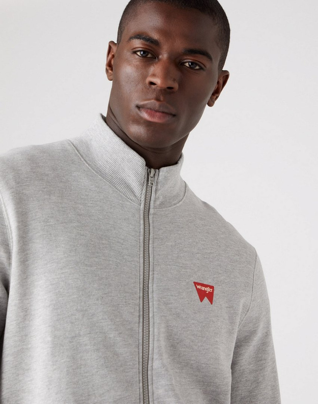 WRANGLER FUNNEL NECK ZIP MĘSKA BLUZA LOGO MID GREY W663HAX37 112320239