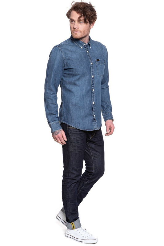 LEE BUTTON DOWN REGULAR FIT OIL BLUE L880PLMO 112123380
