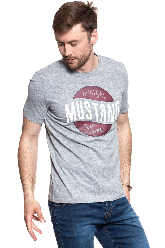 MUSTANG T SHIRT CRACK PRINT TEE MID GREY MELANGE 1007536 4164