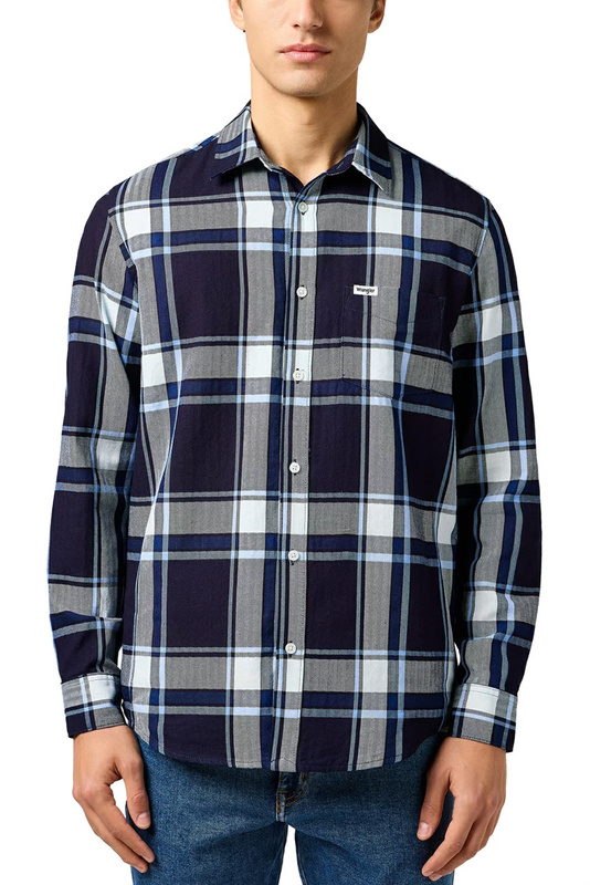 MESKA KOSZULA WRANGLER 1 PKT SHIRT LARGE INDIGO PLAID 112362898