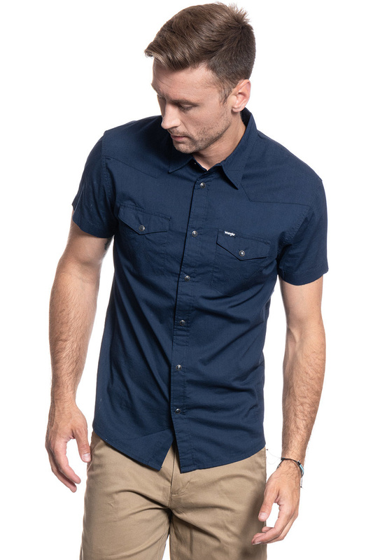 KOSZULA MĘSKA WRANGLER SS WESTERN SHIRT NAVY W5J06S114 112130151
