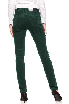 DAMSKIE SPODNIE SZTRUKSOWE WRANGLER SLIM GREEN NIGHT W28LEK18P 112128382