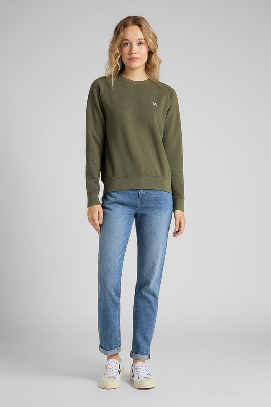 LEE PLAIN CREW SWS DAMSKA BLUZA OLIVE GREEN L53RTXNX 112112496