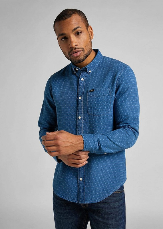 MĘSKA KOSZULA MATERIAŁOWA LEE BUTTON DOWN WASHED BLUE L880NZLR 112123343