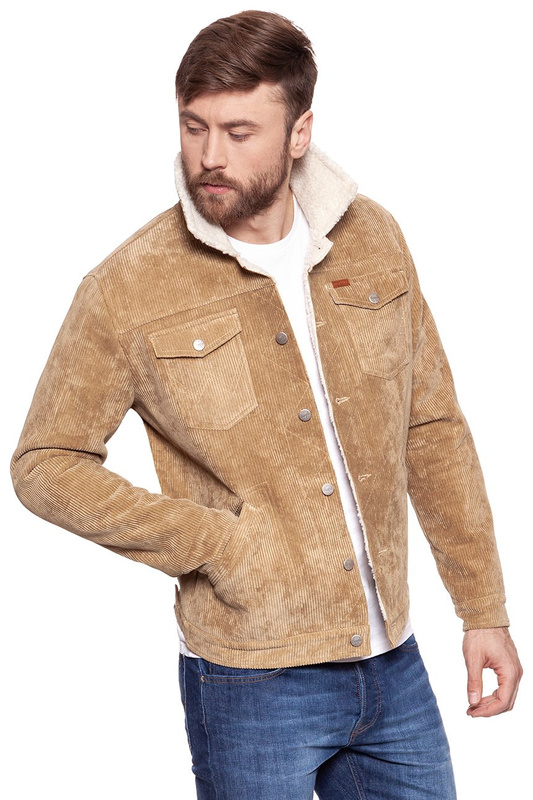 KURTKA ZIMOWA WRANGLER CORD TRUCKER CLAY BEIGE W4735VNWM 112129032
