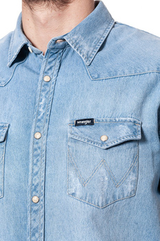 KOSZULA JEANSOWA MĘSKA WRANGLER SS FESTIVAL SHIRT ACID BLEACH W5A08LW3E 112129930