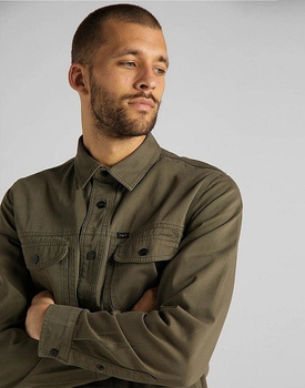 LEE MILITARY WORKER SHIRT MĘSKA KOSZULA MATERIAŁOWA REGULAR FIT OLIVE GREEN L66CTHNX 112116331