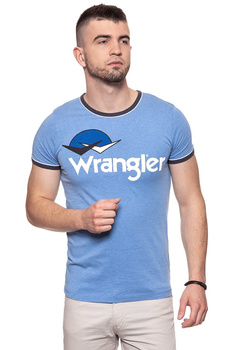 KOSZULKA WRANGLER RINGER LOGO TEE RIVIERA BLUE W7B45FQ7S 112131478