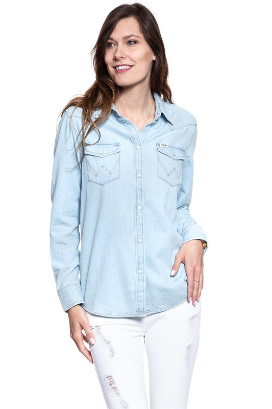 WRANGLER JEANIES SHIRT BLUE RIPPED W5Q1LW96Q 112130288
