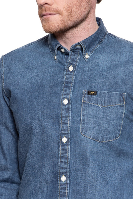 LEE BUTTON DOWN REGULAR FIT OIL BLUE L880PLMO 112123380