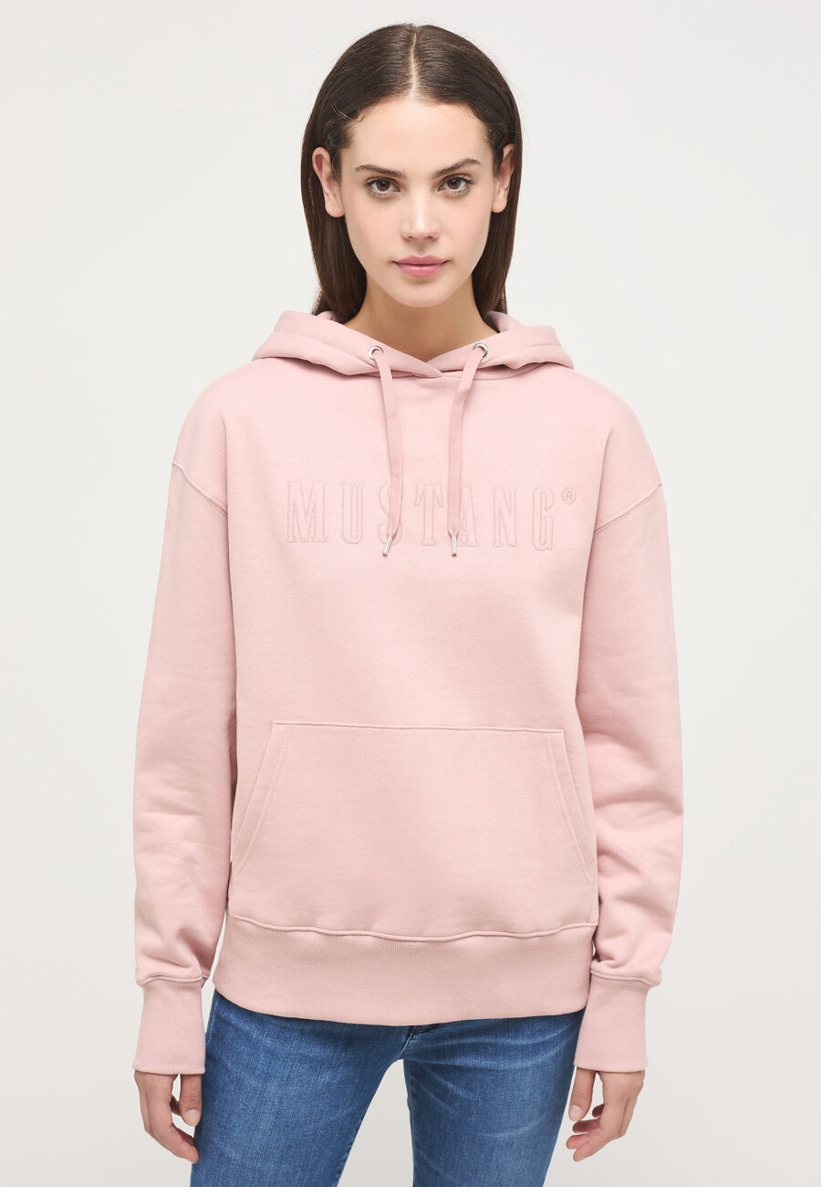 DAMSKA BLUZA Z KAPTIREM MUSTANG Bianca H Logo Pale Mauve