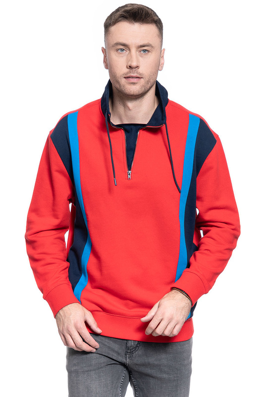 MĘSKA BLUZA WRANGLER CUT&SEW HALFZIP FORMULA RED W6C3HQXWO 112130706