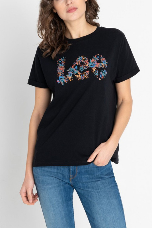 LEE FLORAL GRAPHIC TEE DAMSKI T-SHIRT KOSZULKA Z KRÓTKIM RĘKAWEM LOGO BLACK L44YEP01 112110050