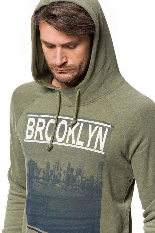 TOM TAILOR CITY PRINT HOODY OAK LEAF GREEN 2529676.00.12 COL. 7512