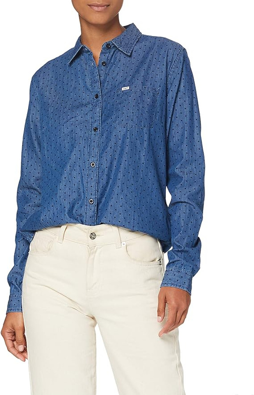 LEE REGULAR SHIRT DAMSKA KOSZULA MATERIAŁOWA Z DŁUGIM RĘKAWEM FROST BLUE L46AGZMJ 112110723