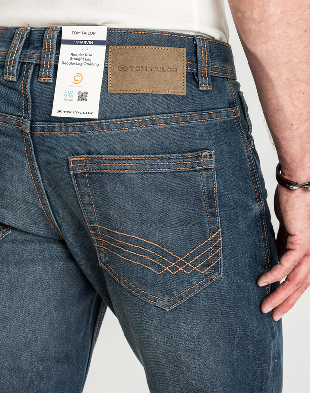 Męskie Spodnie Jeansowe Tom Tailor Marvin Mid Stone Wash Proste 1007858 10281