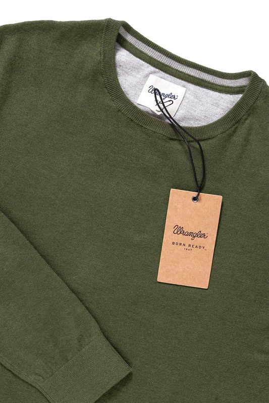 MĘSKI SWETER WRANGLER CREW NECK KNIT IVY GREEN W8538Q8IX 112132237
