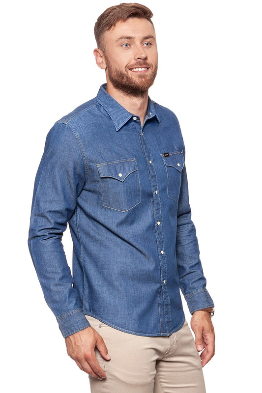 KOSZULA JEANSOWA MĘSKA LEE WESTERN SHIRT DEEP INDIGO L644BIPS 112115464