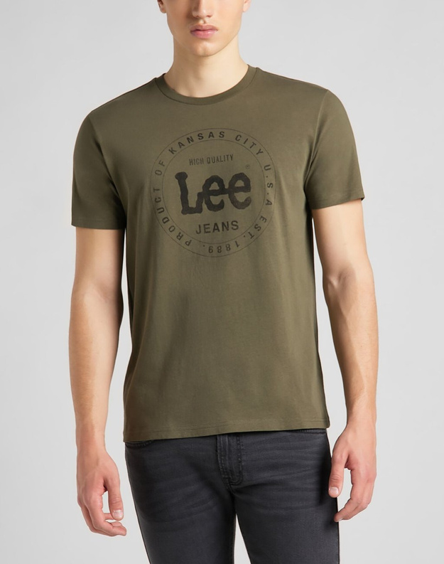 LEE CIRCLE TEE MĘSKI T-SHIRT OLIVE GREEN L64HFQNX 112140498