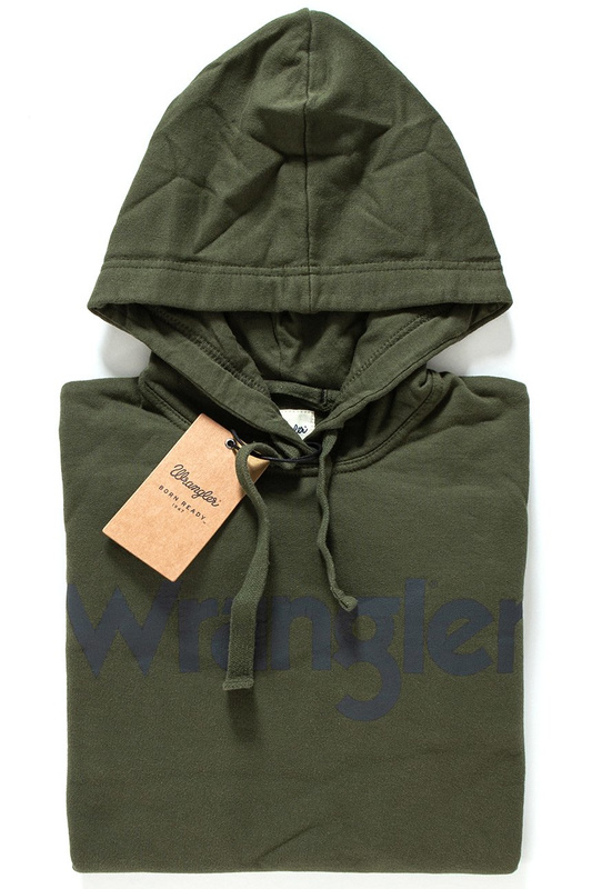 WRANGLER LOGO POPOVER HOODIE FOREST NIGHT W6533HYIG