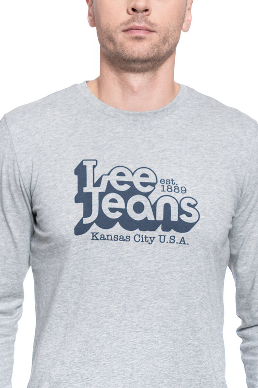 MĘSKI LONGSLEEVE LEE SEASONAL 70S LOGO GREY MELE L62OFQ37 112114755