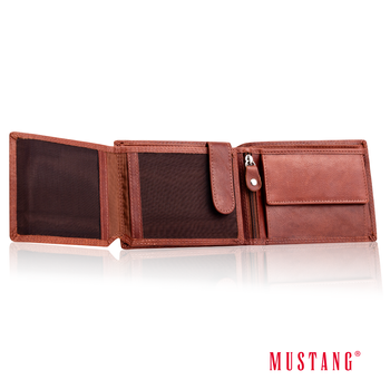 MUSTANG Denimo Wallet Side Opening SKÓRZANY PORTFEL POJEMNY NA KARTY PREMIUM