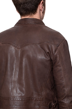 KURTKA SKÓRZANA WRANGLER WESTERN BIKER CHOCOLATE BROWN W4762ZAVM 112129047