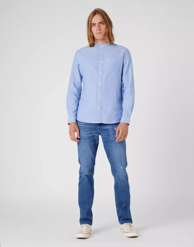 WRANGLER 1 POCKET SHIRT MĘSKA KOSZULA MATERIAŁ LIMOGES BLUE W5C8BMX50 112330805