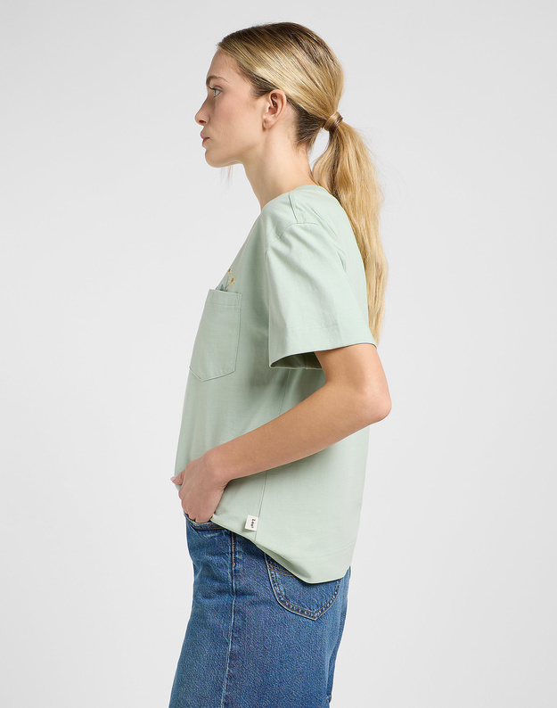 DAMSKA KOSZULKA LEE EMBROIDERY POCKET TEE SOFT SAGE 112363833