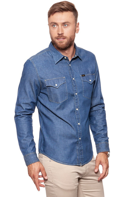 KOSZULA JEANSOWA MĘSKA LEE WESTERN SHIRT DEEP INDIGO L644BIPS 112115464
