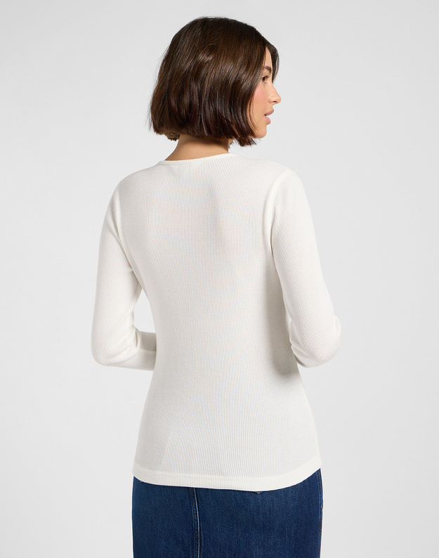 DAMSKA KOSZULKA LEE WASHED WAFFLE HENLEY ECRU 112371290