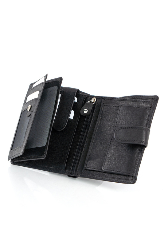 MUSTANG DENIMO WALLET MĘSKI PORTFEL SKÓRZANY POJEMNY KARTY BLACK