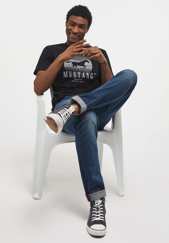 MUSTANG ALEX C PRINT MĘSKI T-SHIRT KOSZULKA LOGO NADRUK BLACK 1013803 4142