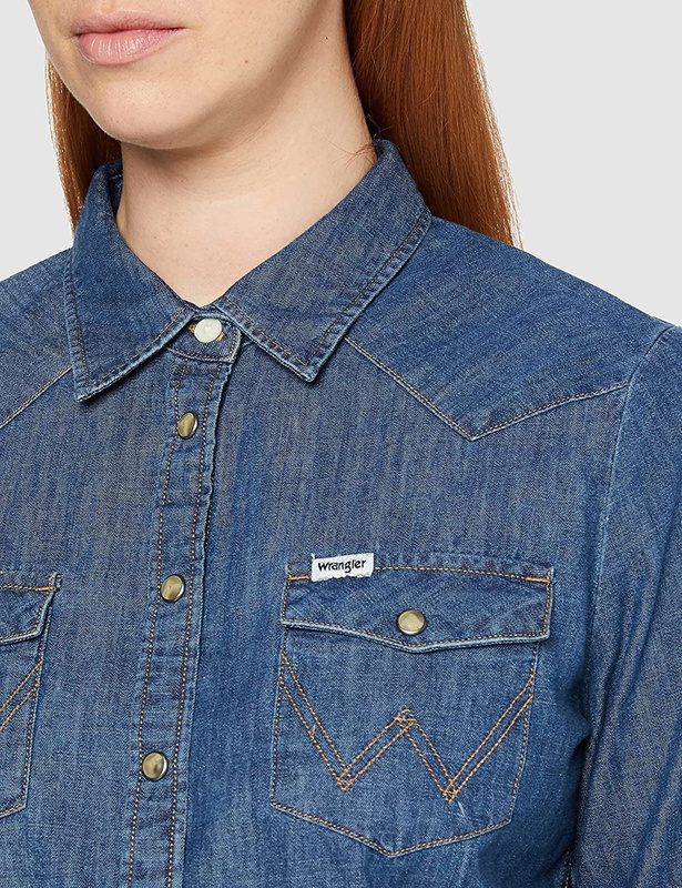 WRANGLER DENIM WESTERN SHIRT DAMSKA KOSZULA JEANSOWA DARK INDIGO W5Z02AX1E 112130352