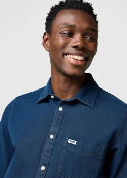 MESKA KOSZULA JEANSOWA  WRANGLER 1 PKT SHIRT BLUE OXIDE 112371548