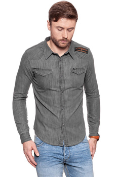 LEE WESTERN SHIRT SLIM GREY WASH L643KEFU 