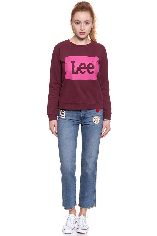 BLUZA LEE DAMSKA LOGO SWS MAROON L53PJSKQ 112112459