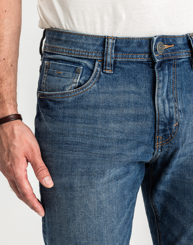 Męskie Spodnie Jeansowe Tom Tailor Marvin Used Mid Stone Proste 1007858 10119