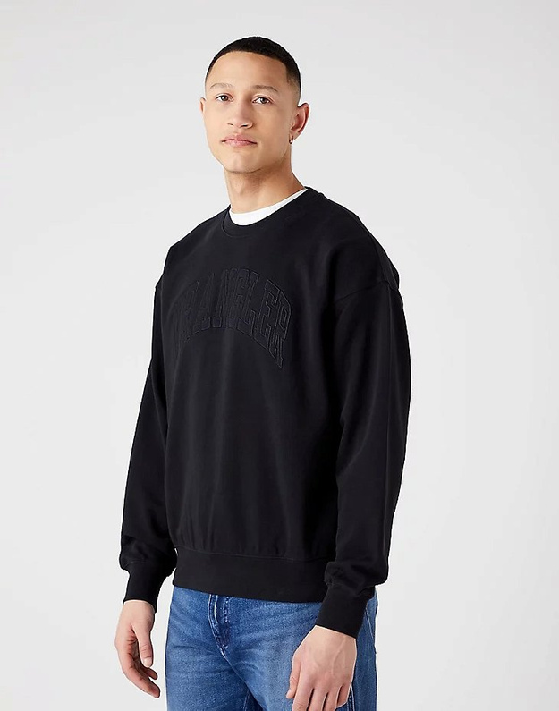 WRANGLER VARSITY CREW MĘSKA BLUZA LOGO BLACK W668IL100 112321152