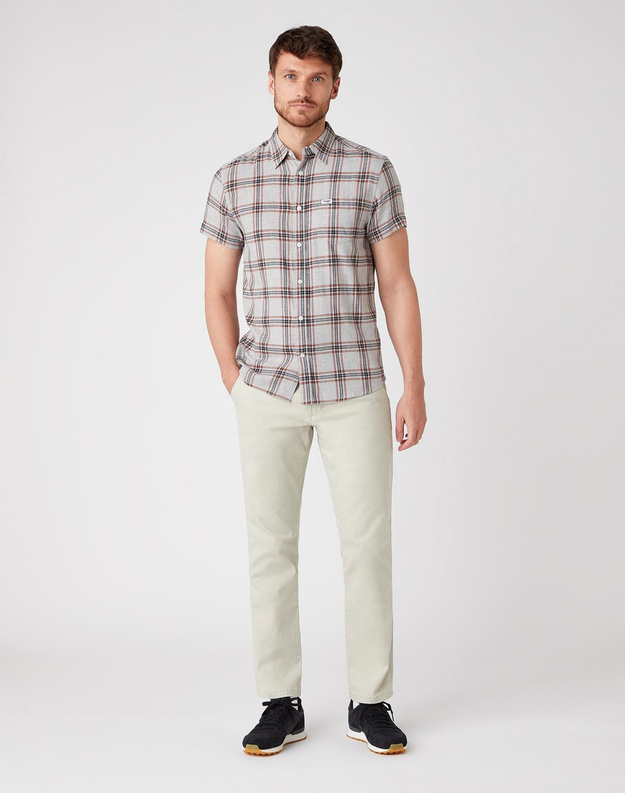 KOSZULA MĘSKA WRANGLER SS 1PKT SHIRT TORNADO GREY W5J11O70C 112130157