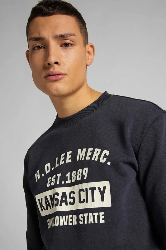 LEE HD LEE MERC SWS MĘSKA BLUZA KLASYCZNA LOGO WASHED NAVY L83JSPOO 112122378