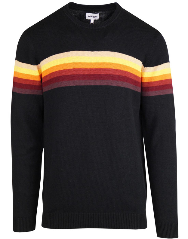WRANGLER RAINBOW CREW KNIT MĘSKI SWETER KLASYCZNY BLACK W8610PO01 112132305