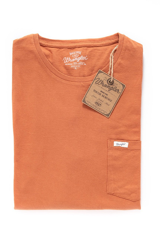 WRANGLER T SHIRT S/S 1PKT W TEE MANGO W7864FKJO