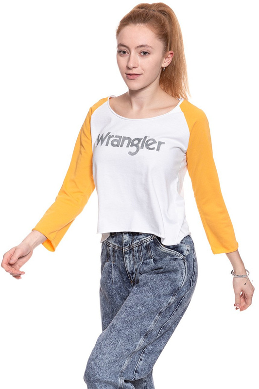 WRANGLER T SHIRT DAMSKI RAGLAN CROP LS TEE WHITE W718CF912 112130920