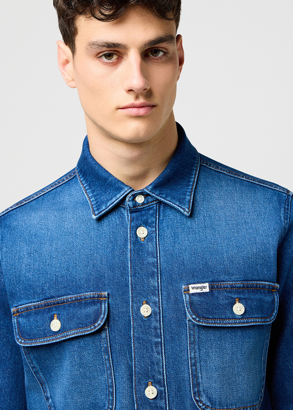 MESKA KOSZULA JEANSOWA WRANGLER OVERSHIRT SLATEBOUND 112373187