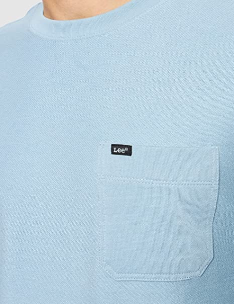 LEE NEW POCKET SWS MĘSKA BLUZA KLASYCZNA LOGO ASHLEY BLUE L82MWONA 112122117