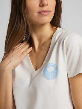 T-SHIRT DAMSKIE LEE PALM TREE V-NECK TEE OFF WHITE L40MEHMK 112108610